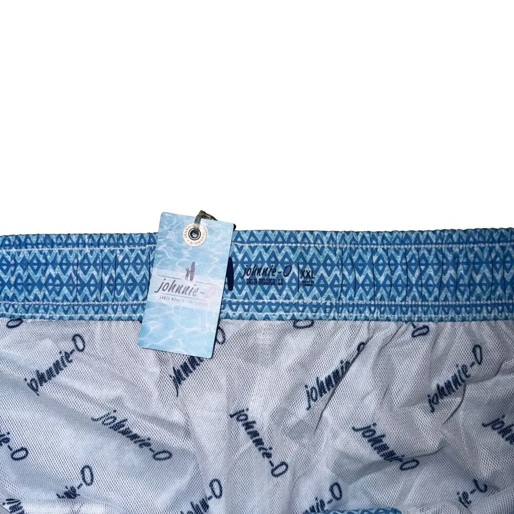 NWT Johnnie-O Malta 7” Swim Trunks Men’s XXL 2XL Maliblu Blue Geometric $89